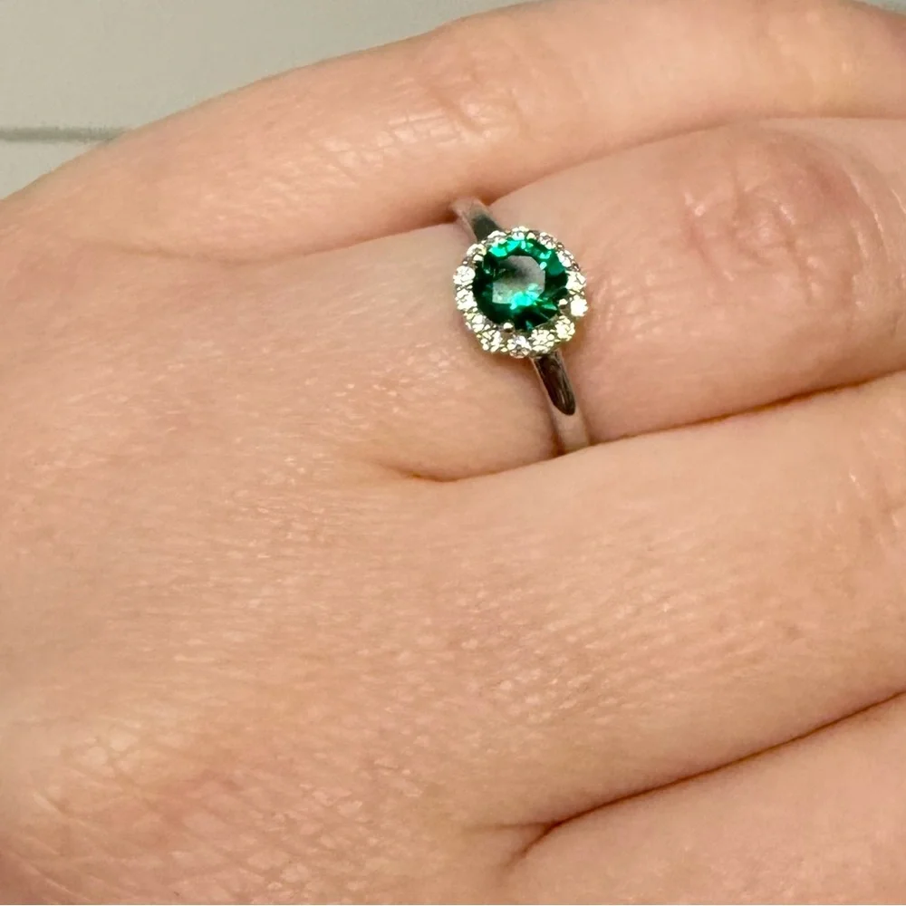 925 Emerald Moissanite Ring